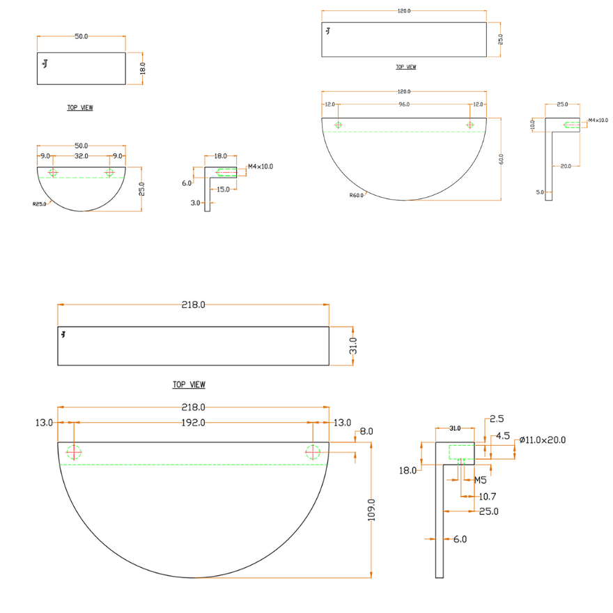 Poignée de meuble Demi-lune Virge Laiton massif