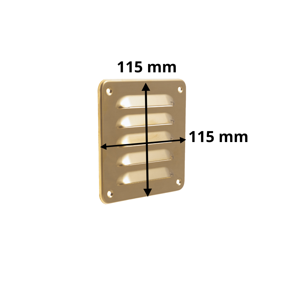 Grille d'aération carrée Louvre Aluminium Laiton 115 × 115 mm