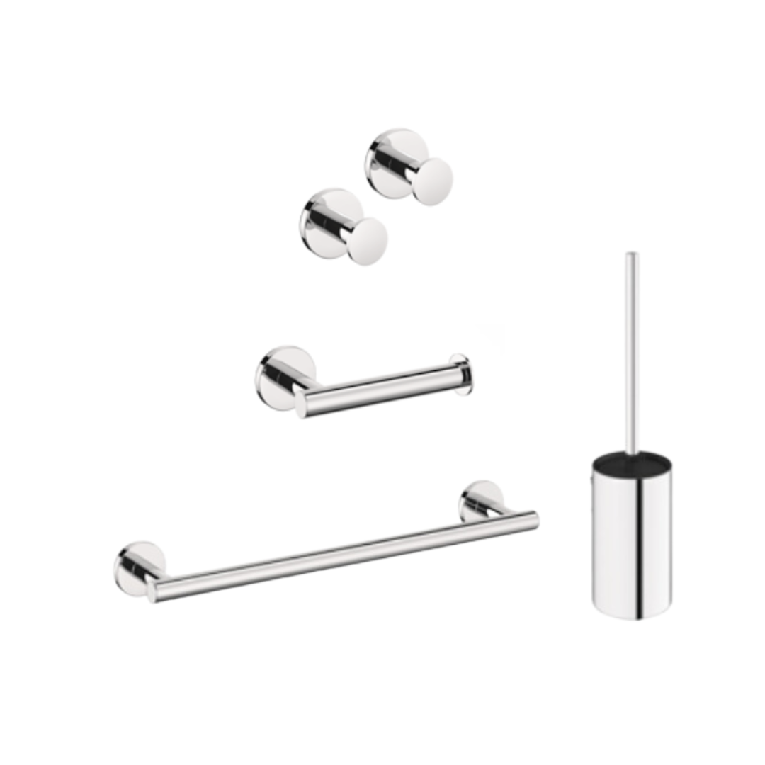 Pack IC AT+ : 2x Patères, 1 Porte-rouleau, 1 Porte-serviette (45cm) et 1 Porte-balayette