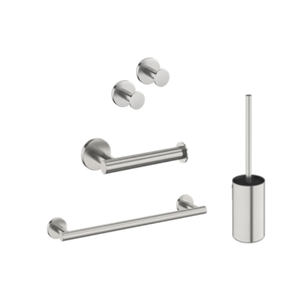 Pack IC AT+ : 2x Patères, 1 Porte-rouleau, 1 Porte-serviette (45cm) et 1 Porte-balayette