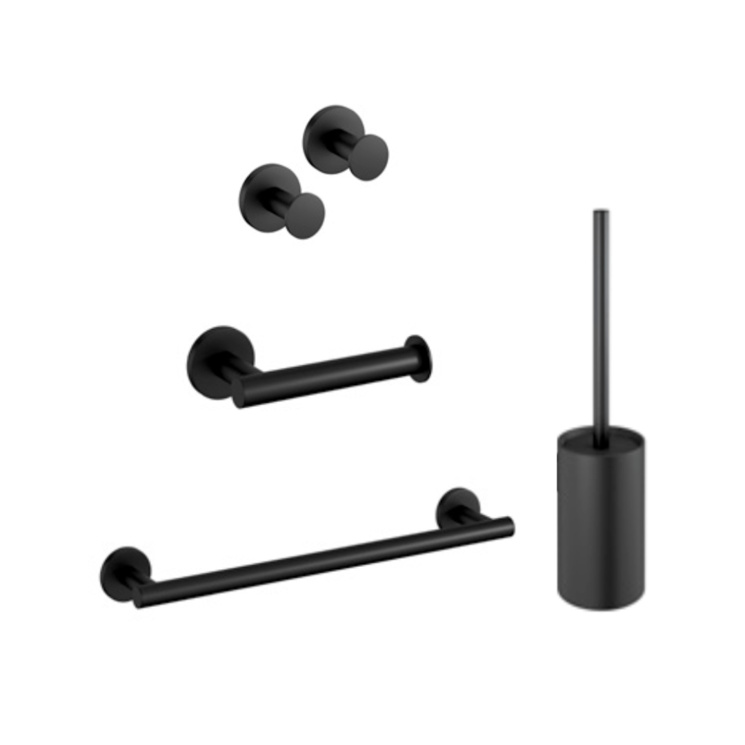 Pack IC AT+ : 2x Patères, 1 Porte-rouleau, 1 Porte-serviette (45cm) et 1 Porte-balayette