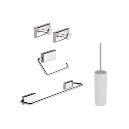 Pack IC NT : 2x Patères, 1 Porte-rouleau, 1 Porte-serviette (40cm), et 1 Porte-balayette Pack IC NT : 2x Patères, 1 Porte-rouleau, 1 Porte-serviette (40cm), et 1 Porte-balayette