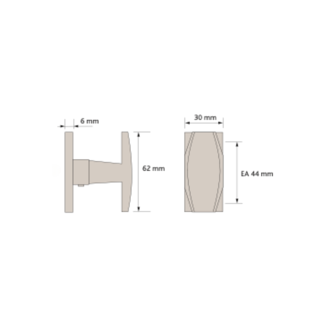 Paire de boutons de porte Jacob Nickel Mat avec Carré de 6 mm