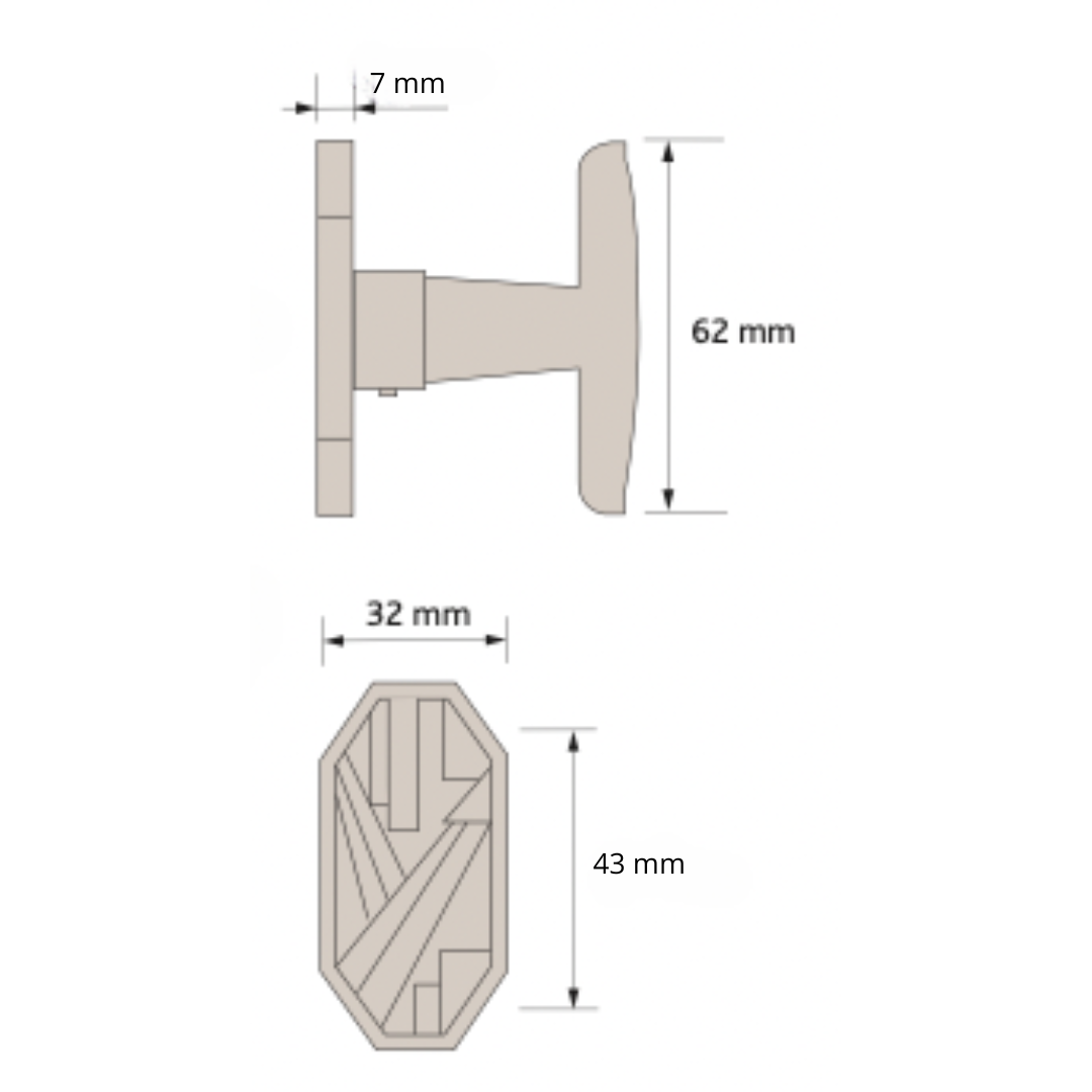 Jacinte Brass Window Knob with 7 mm Square Shank