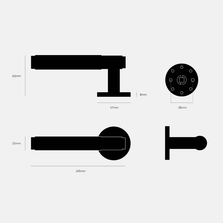 Paire de poignées de portes Cross Knurl Laiton