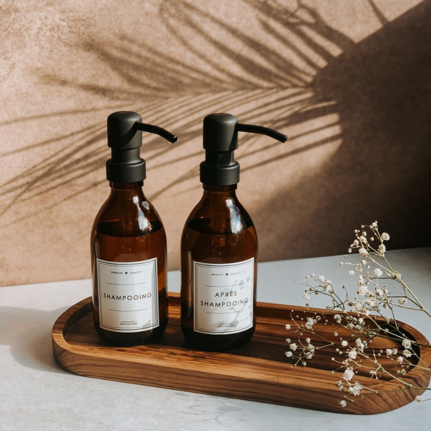 Flacon de Shampoing Aden en verre Ambre