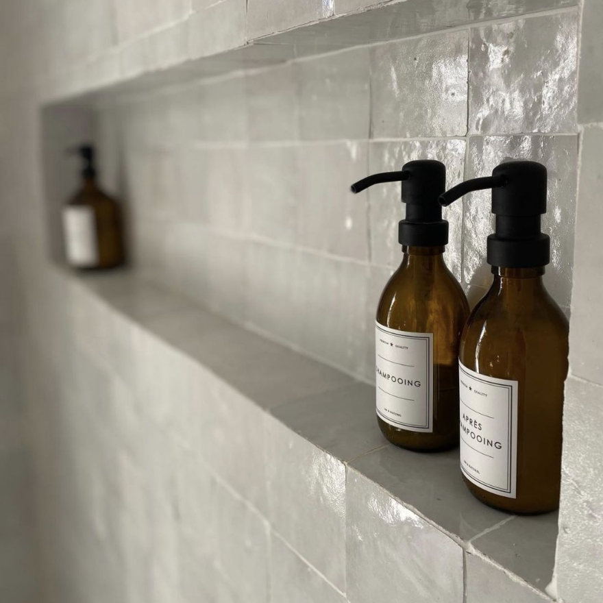 Flacon de Shampoing Aden en verre Ambre