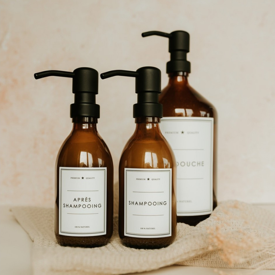 Flacon de Shampoing Aden en verre Ambre