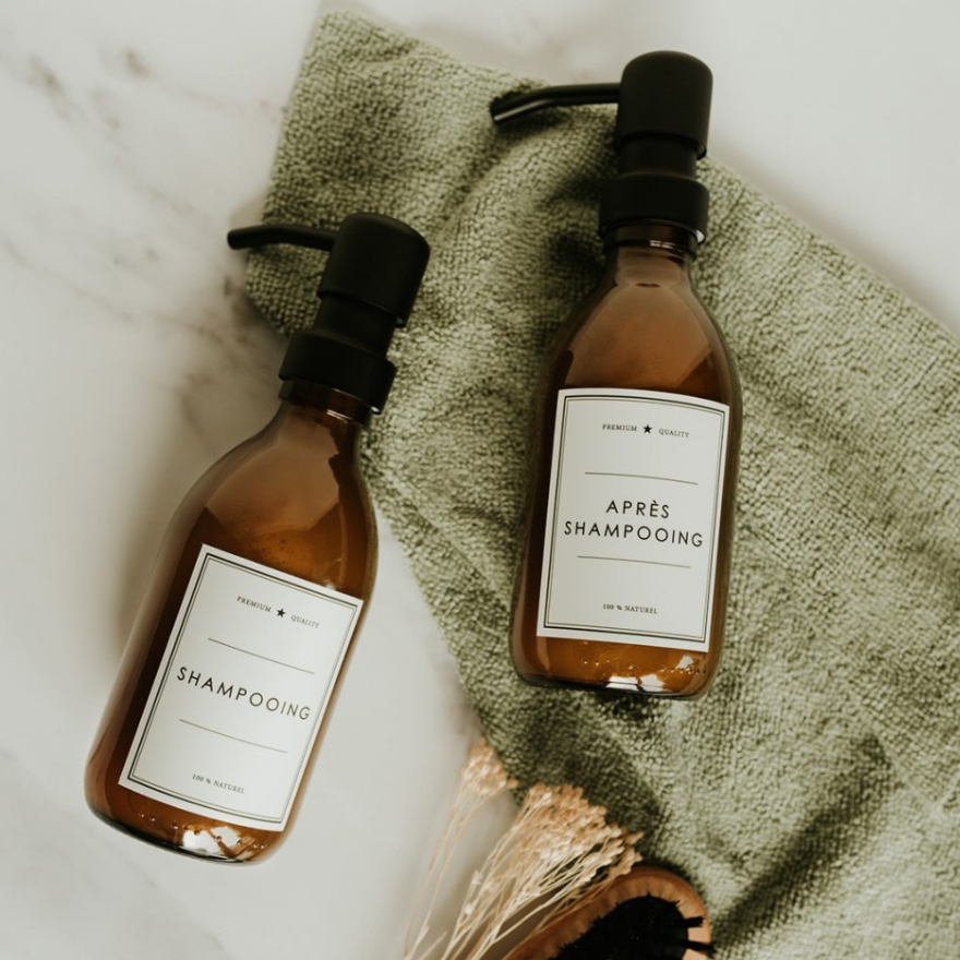 Flacon de Shampoing Aden en verre Ambre