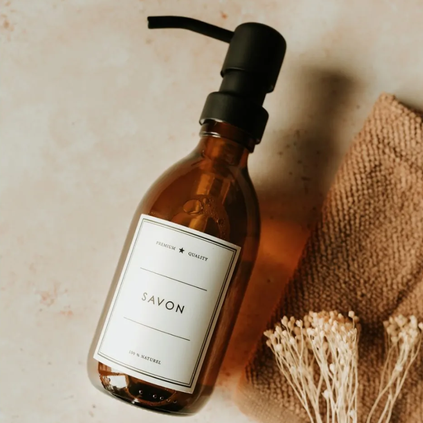 Distributeur de Gel Douche Aden en verre Ambre