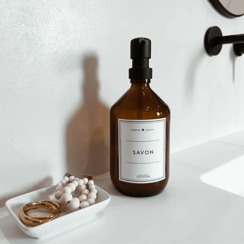 Distributeur de Gel Douche Aden en verre Ambre