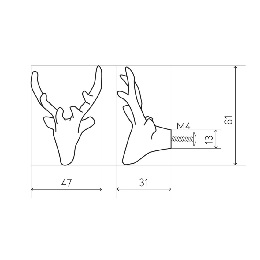 Bouton de meuble Cerf bronze