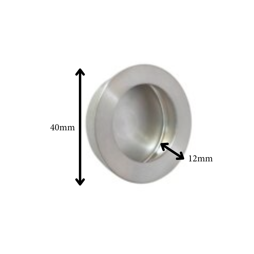 Round stainless steel recessed handle for doors or furniture