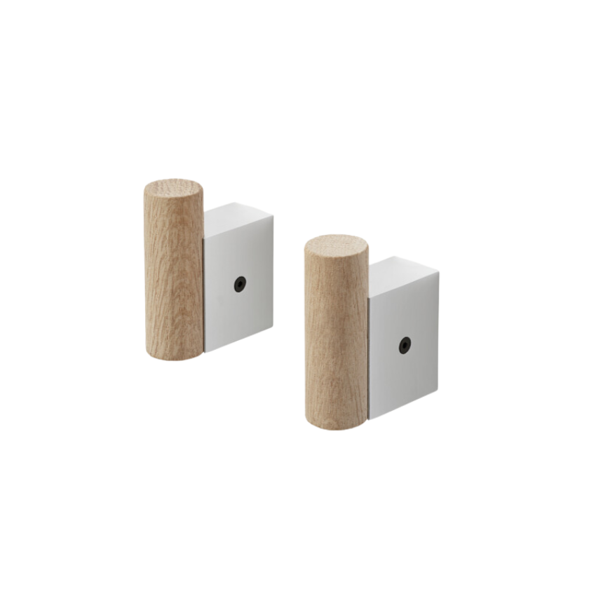 Lot de 2 Patères murales Attach Coat chêne et aluminium