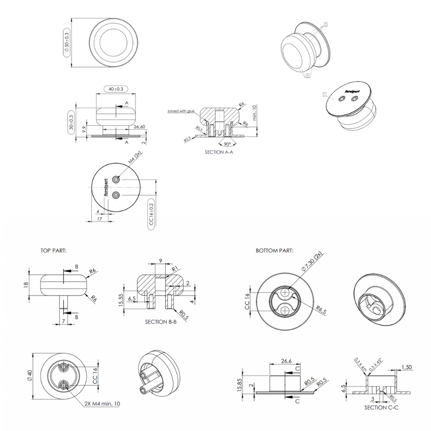 Bouton de meuble Locronan Glossy