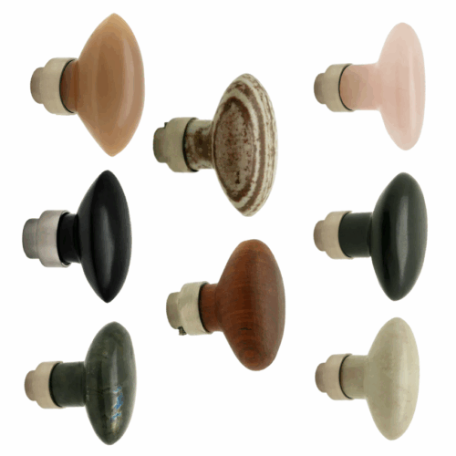 Bouton de Portes Olive Pierre Naturelle Base nickel mat