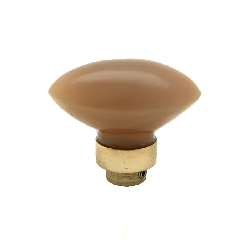 Bouton de Porte Olive Pierre Naturelle Base laiton poli