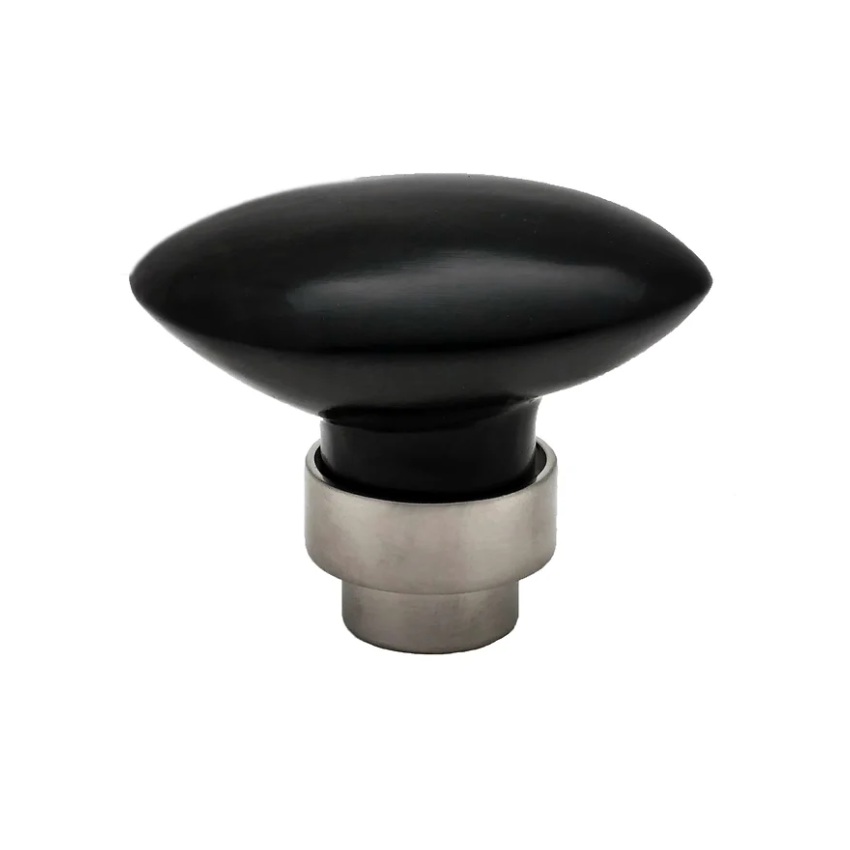 Bouton de Portes Olive Pierre Naturelle Base nickel mat