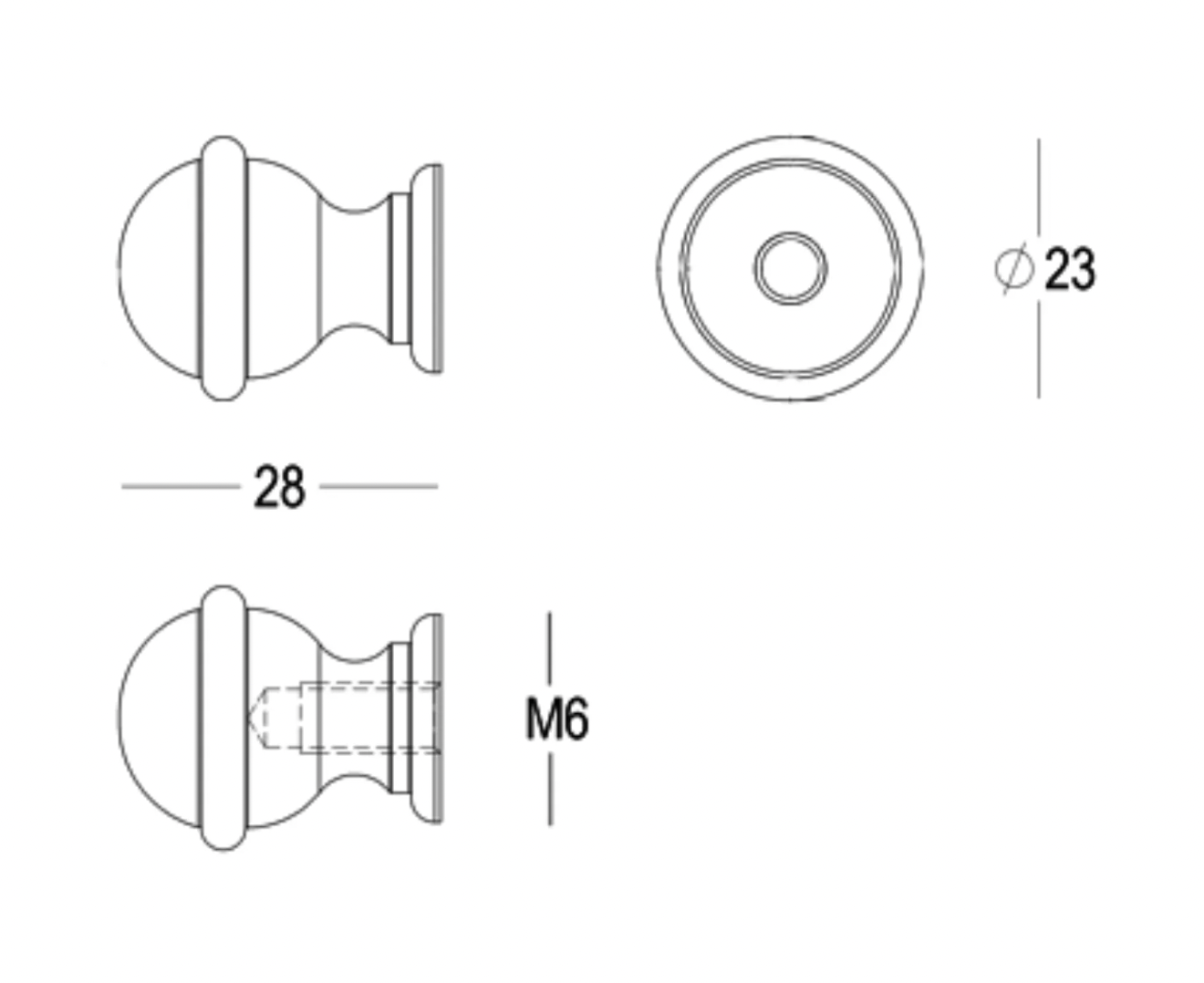 Butée de porte Angelo 28 mm Laiton