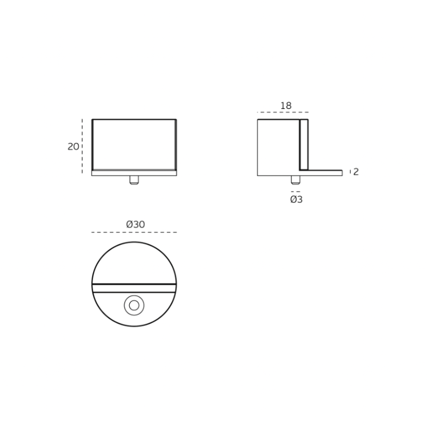 Butée de porte Demi-lune 20 mm Acier