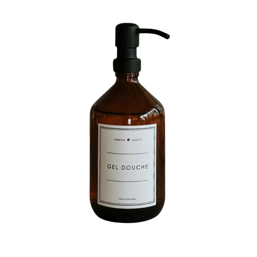 Distributeur de Gel Douche Aden en verre Ambre