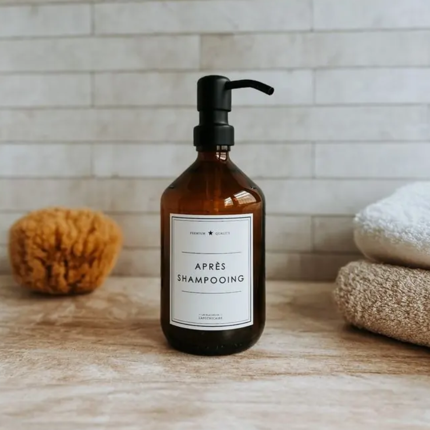 Flacon d'Après-Shampoing Aden en verre Ambre