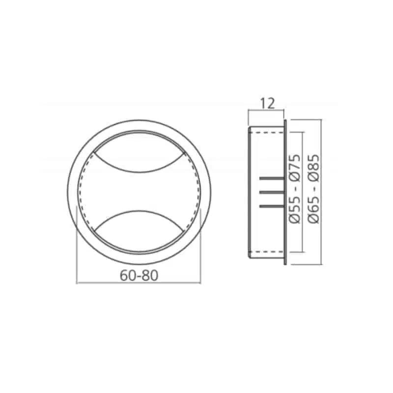 Passe-câble Rond ø60 mm Double Passe-câble Rond ø60 mm Double