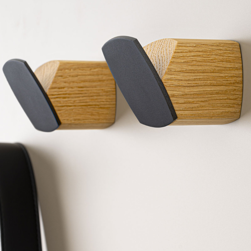 Patère murale Giana noir et bois