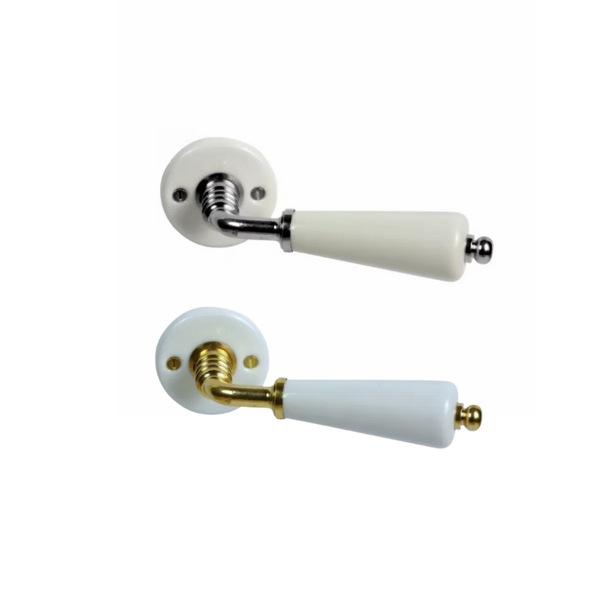 Paire de Poignées de Portes Canon Porcelaine de Limoges Blanche