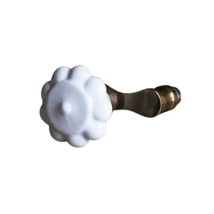 Paire de poignées de portes Manivelle Bordelaise Alix D. Reynis Porcelaine Laiton