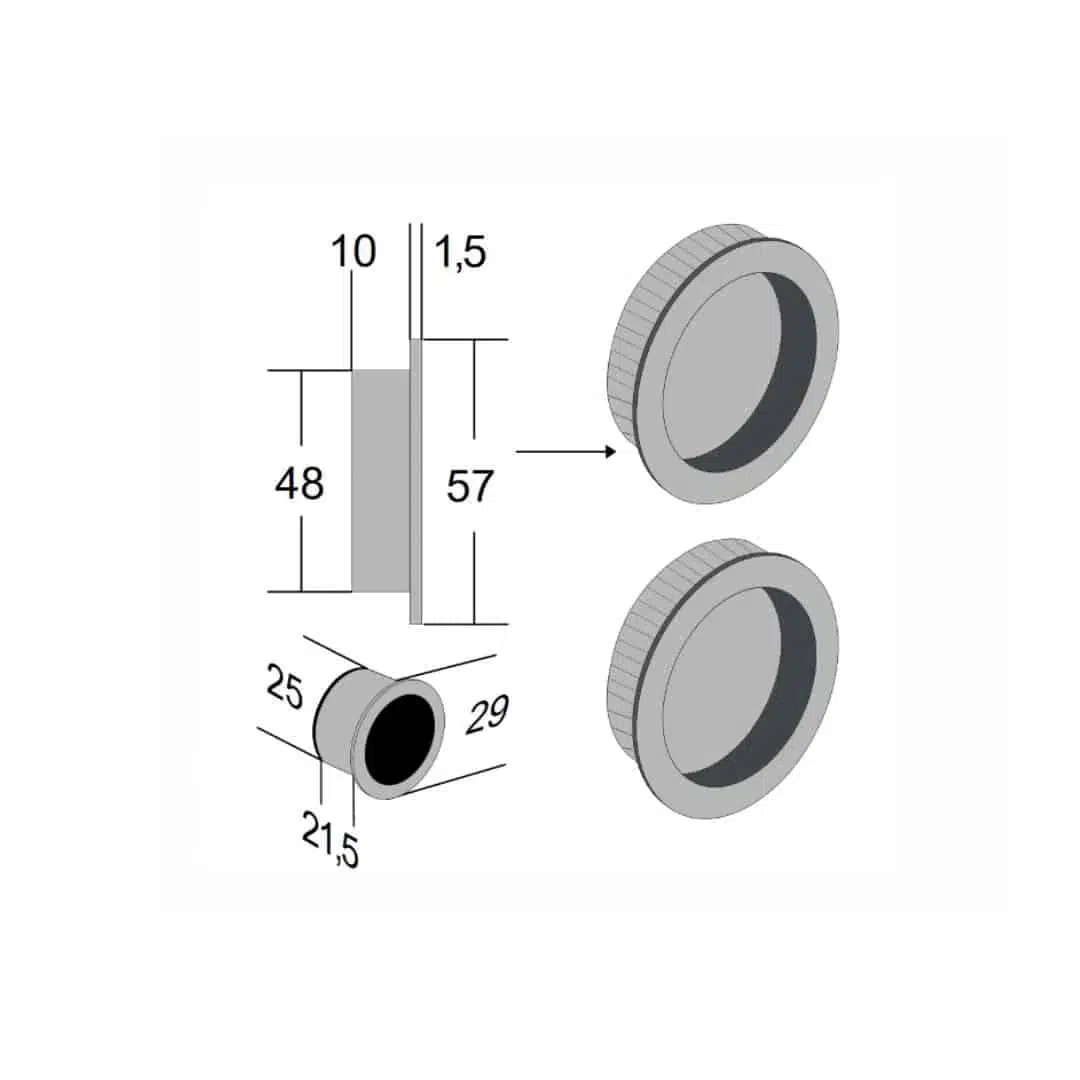 Poignée de porte encastrée Fratelli Ø48 mm Poignée de porte encastrée Fratelli Ø48 mm