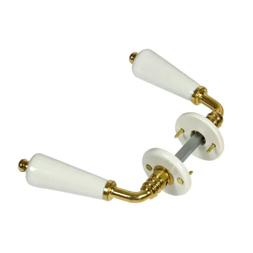 Paire de Poignées de Portes Canon Porcelaine de Limoges Blanche