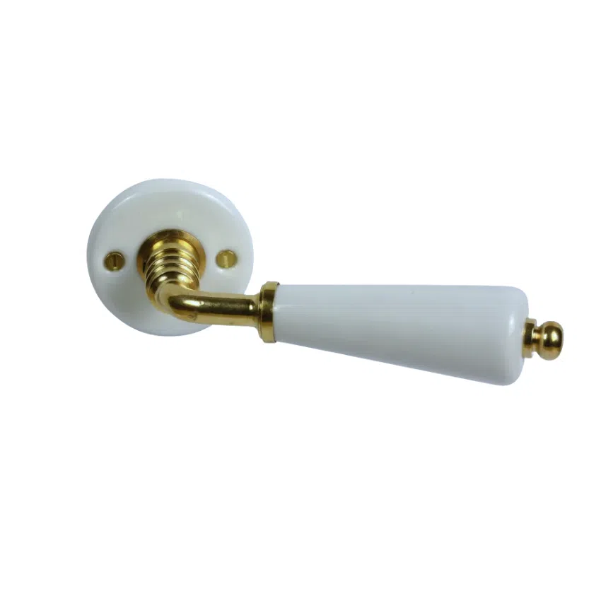 Paire de Poignées de Portes Canon Porcelaine de Limoges Blanche