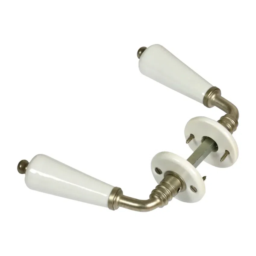Paire de Poignées de Portes Canon Porcelaine de Limoges Blanche