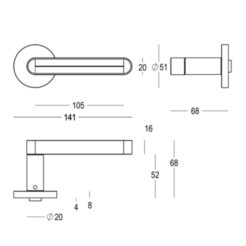 Paire de poignées de portes Moor & Musschoot Laiton