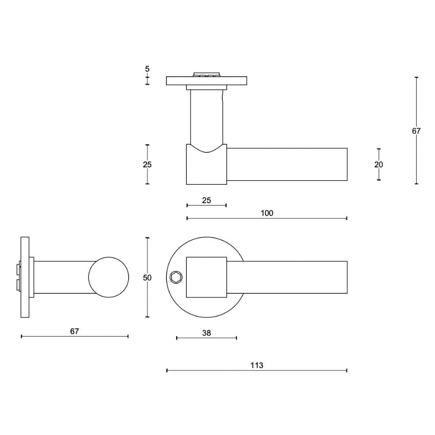 Paire de poignées de portes One Epaisses