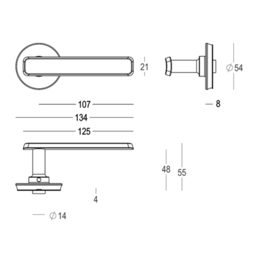Paire de poignées de portes Seine Laiton
