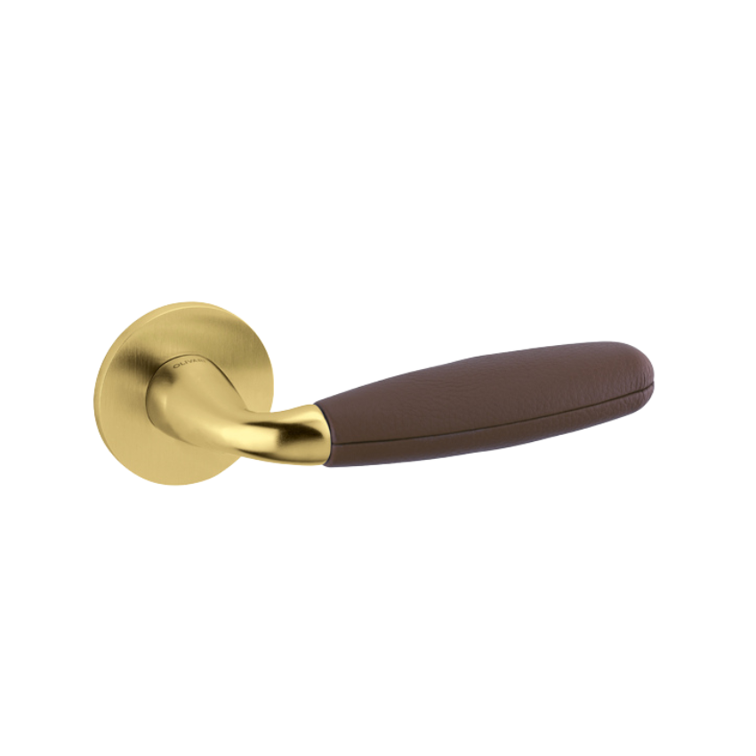 Paire de Poignées de portes Vico Magistretti Club Rosaces fines Cuir Marron