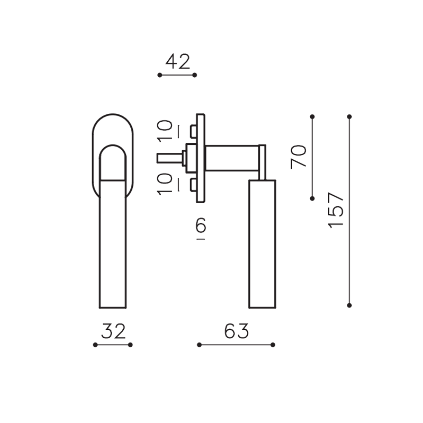 Poignée de fenêtre L Matteo Renzo Piano