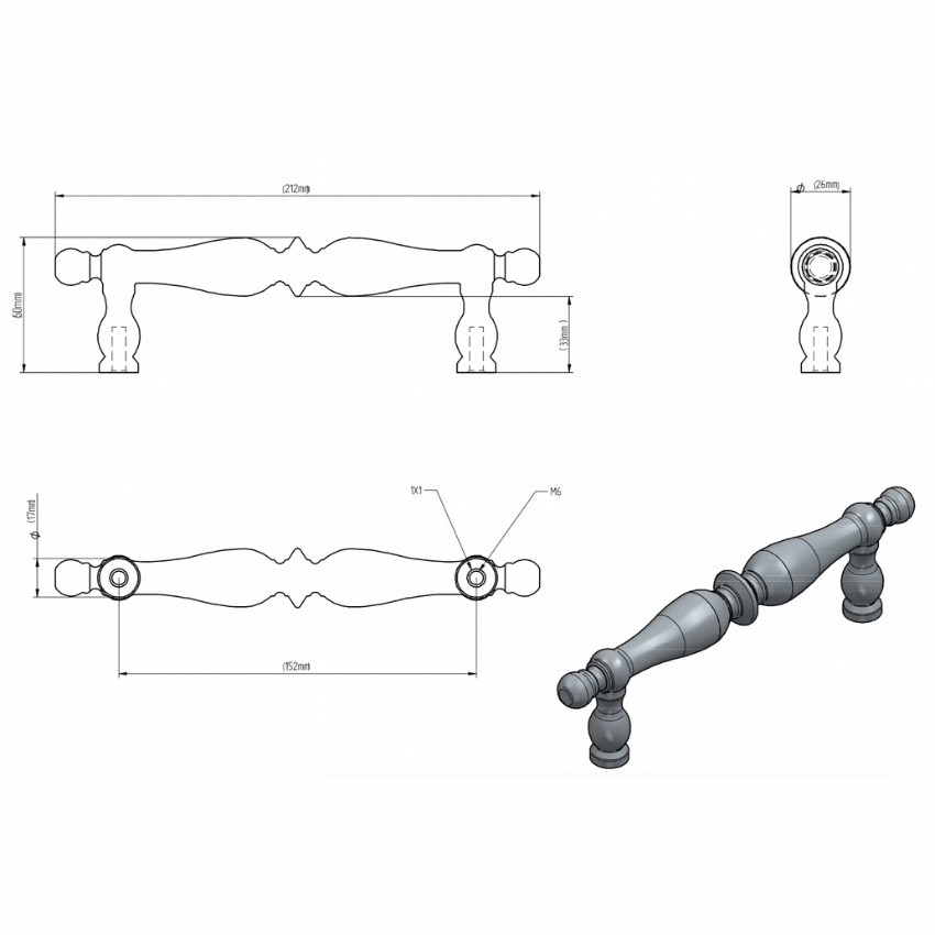 Poignée de meuble Lubeck laiton