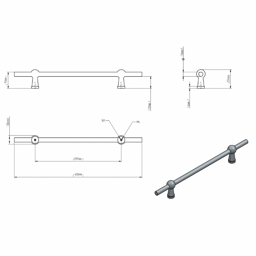 Poignée de meuble Passy Laiton