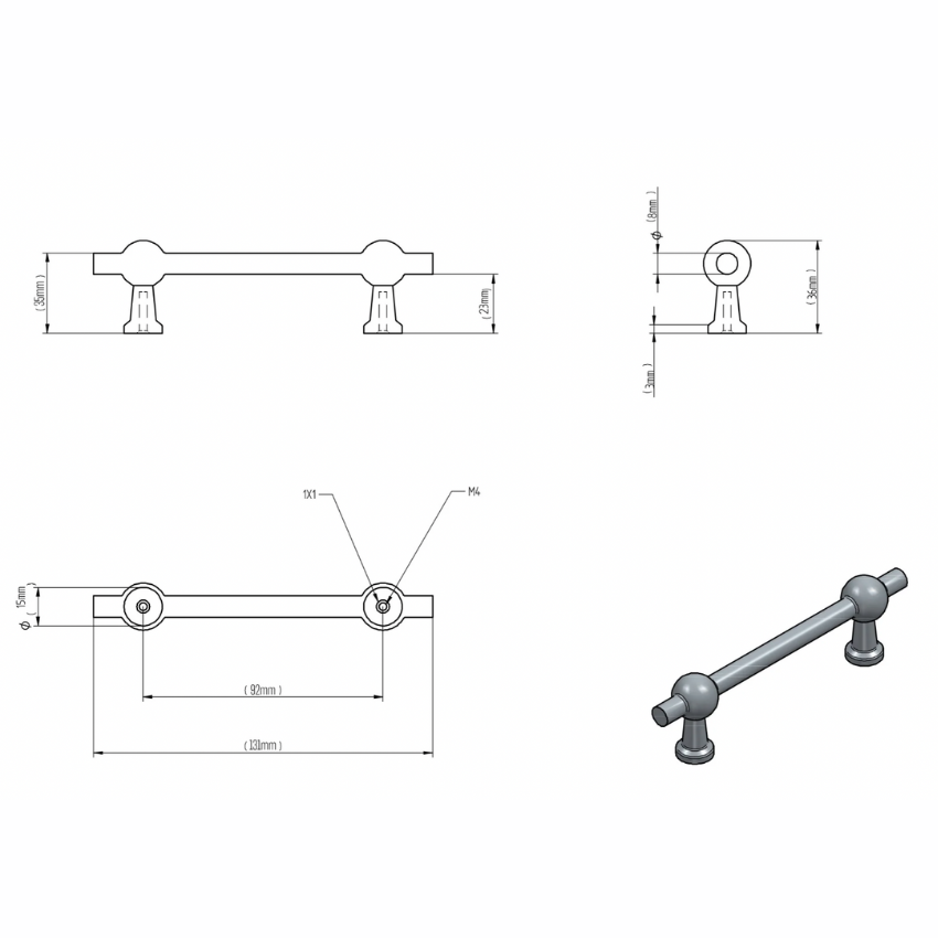 Poignée de meuble Passy Laiton