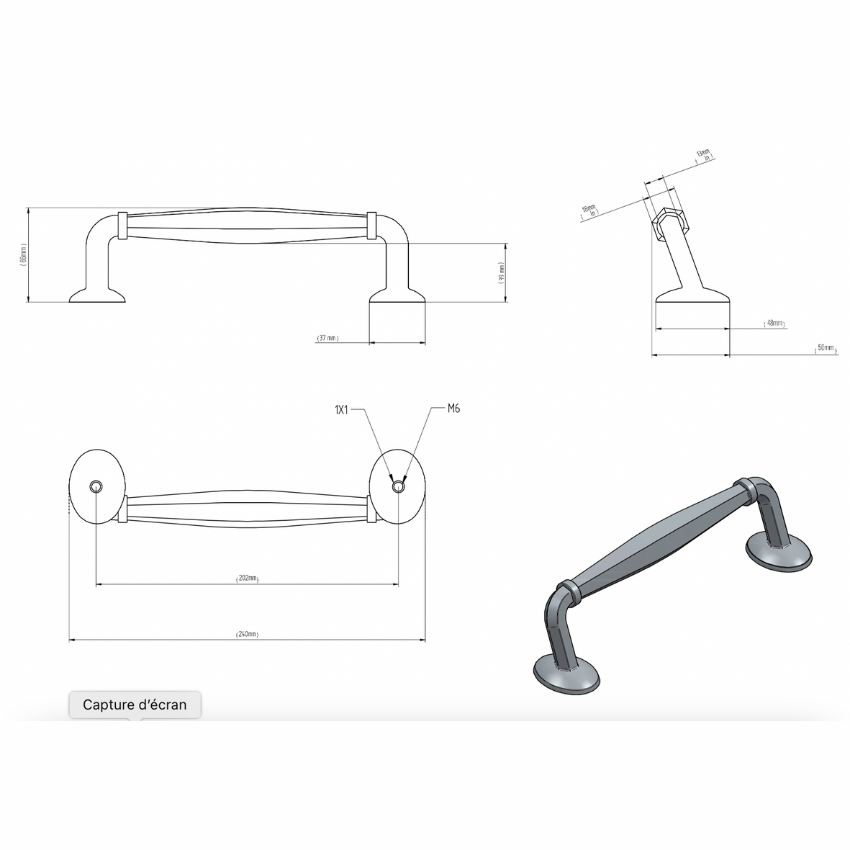 Poignée de meuble Pergolèse Laiton