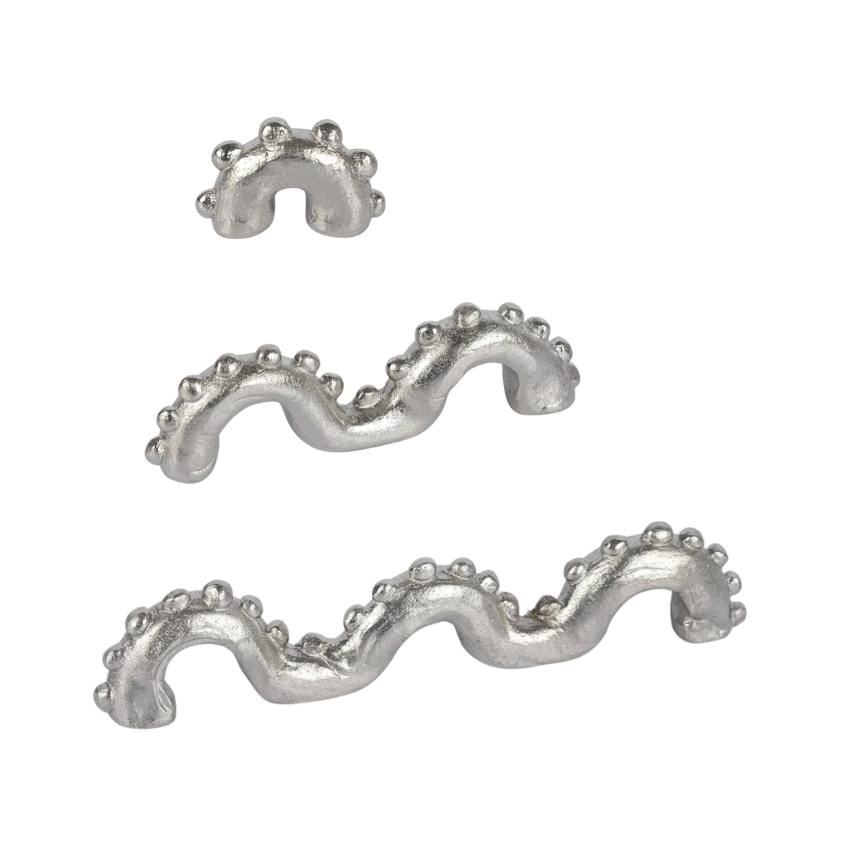 Poignée de meuble Poulpe Laiton - Grand modèle, Nickel satiné