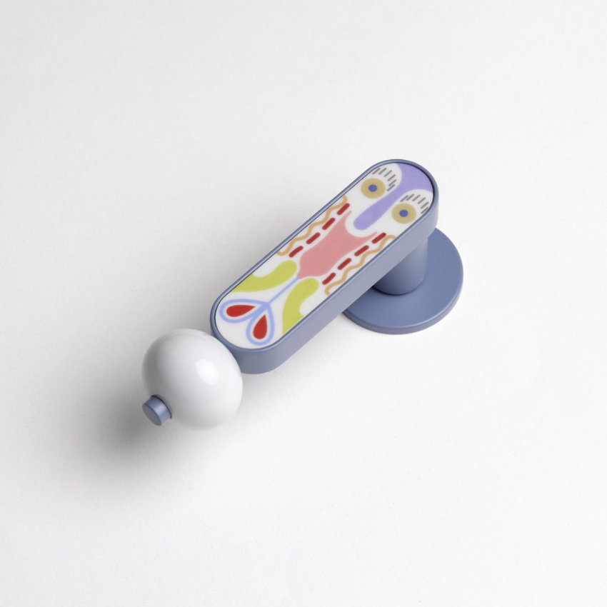 Paire de Poignées de portes Butterfly Aluminium et Porcelaine