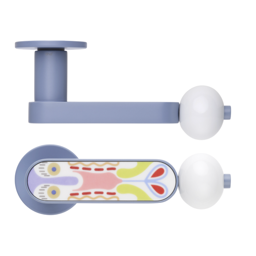 Paire de Poignées de portes Butterfly Aluminium et Porcelaine