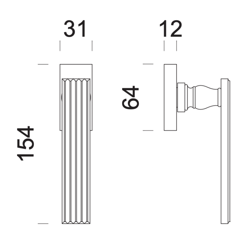 Poignée de fenêtre L Agrigente Rectangulaire