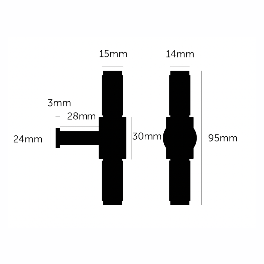 Bouton de meuble Cross Knurl T-bar