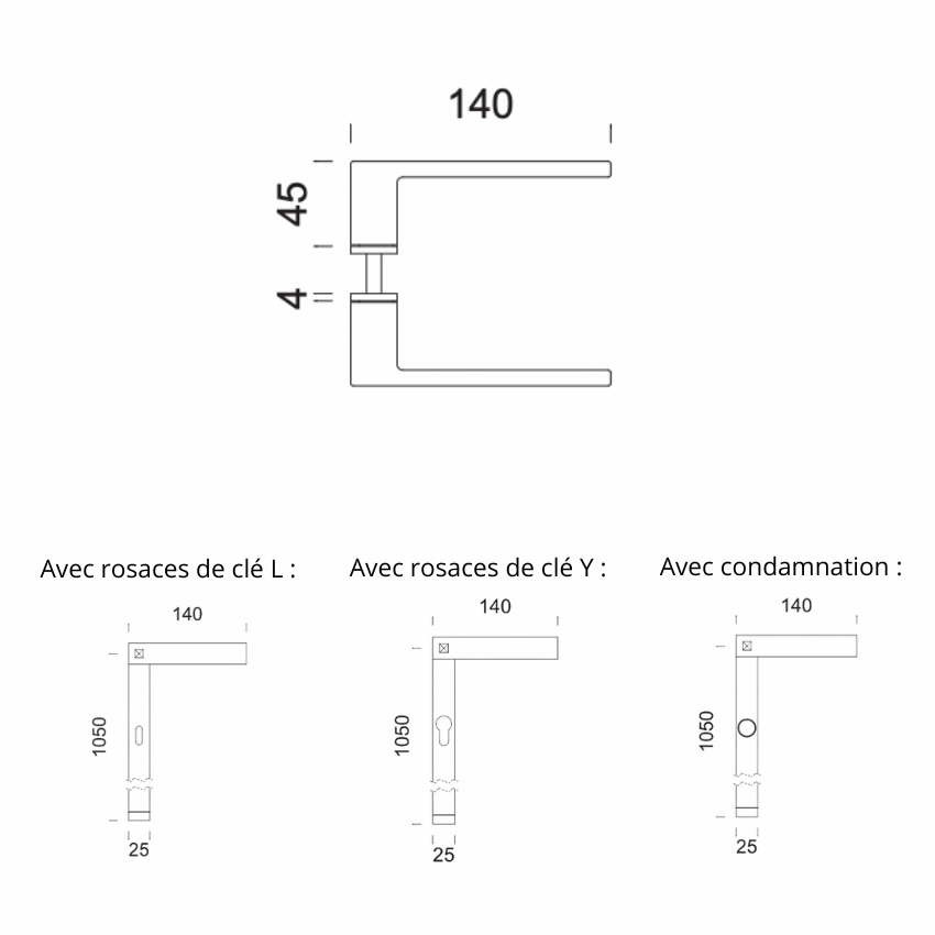 Paire de poignées de portes Alfonso Femia Plaque longue