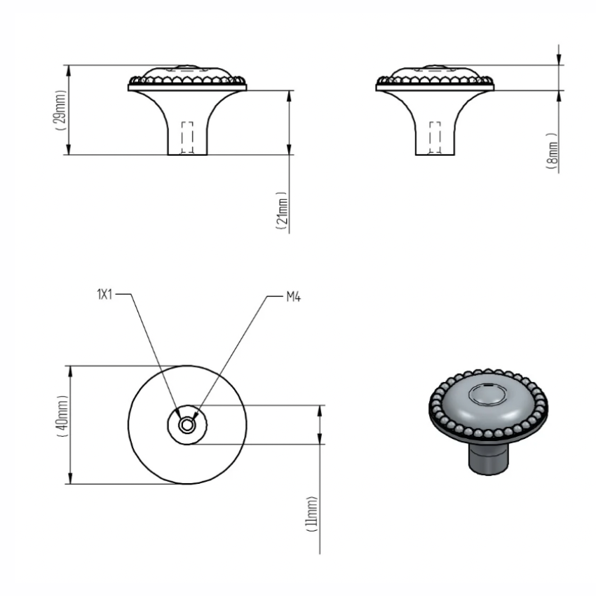 Bouton de meuble Auteuil laiton - Noir carbone, Taille unique